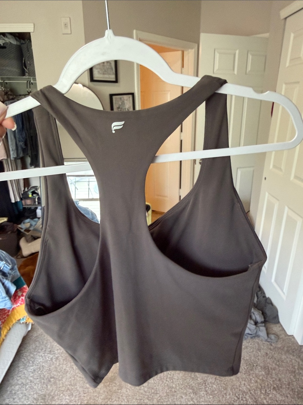 Fabletics Gray Racerback Support Crop Top - Picture 2 of 2